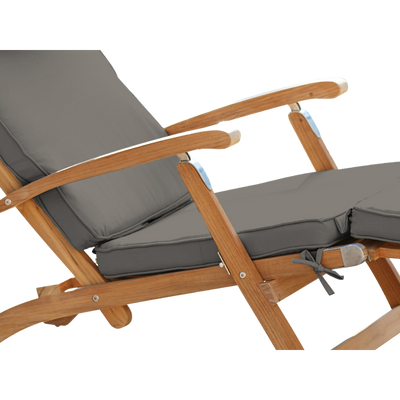 Anders Teak Outdoor Folding Lounge Deck Chair with Sunbrella® Antique Beige Cushion