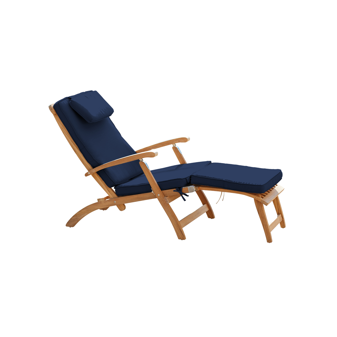 Anders Teak Outdoor Folding Lounge Deck Chair with Sunbrella® Antique Beige Cushion