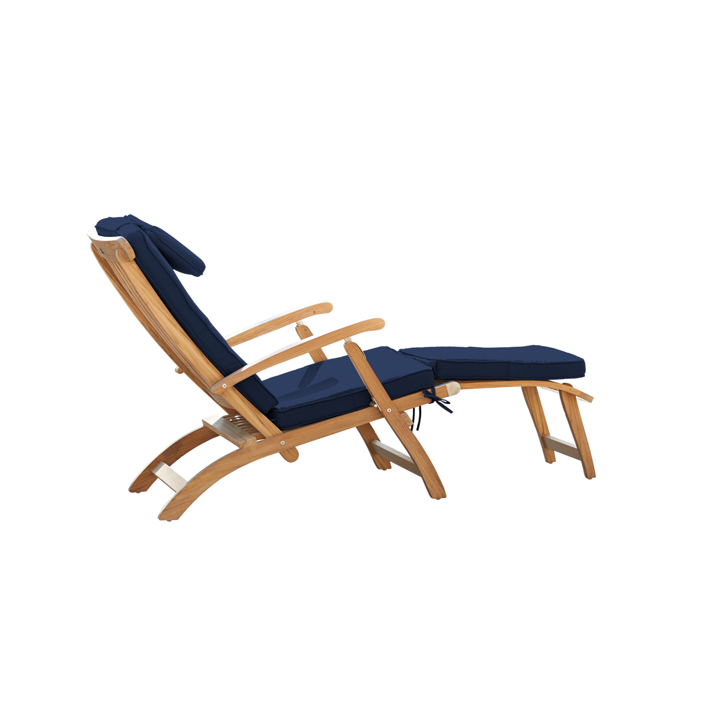 Anders Teak Outdoor Folding Lounge Deck Chair with Sunbrella® Antique Beige Cushion