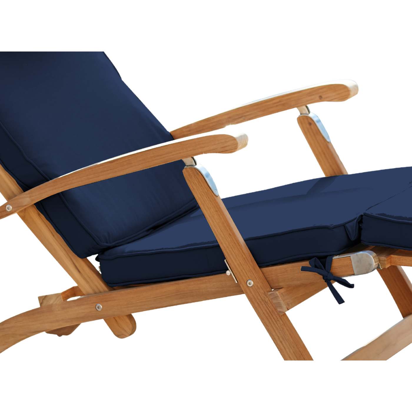 Anders Teak Outdoor Folding Lounge Deck Chair with Sunbrella® Antique Beige Cushion