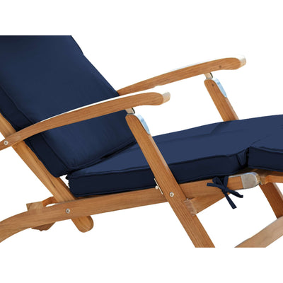 Anders Teak Outdoor Folding Lounge Deck Chair with Sunbrella® Antique Beige Cushion