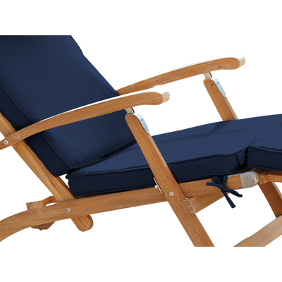 Anders Teak Outdoor Folding Lounge Deck Chair with Sunbrella® Antique Beige Cushion