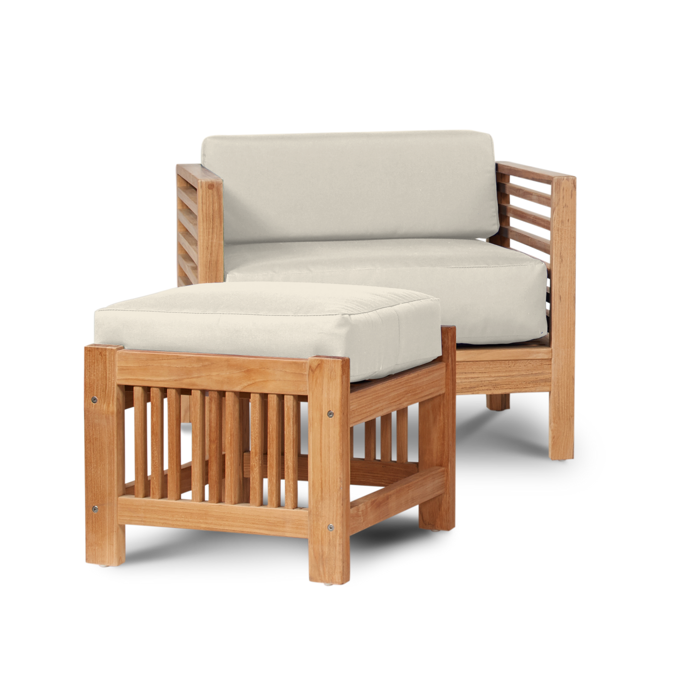 Summer Teak Outdoor Ottoman with Sunbrella® Canvas Cushion