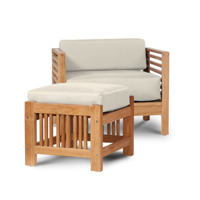 Summer Teak Outdoor Ottoman with Sunbrella® Canvas Cushion