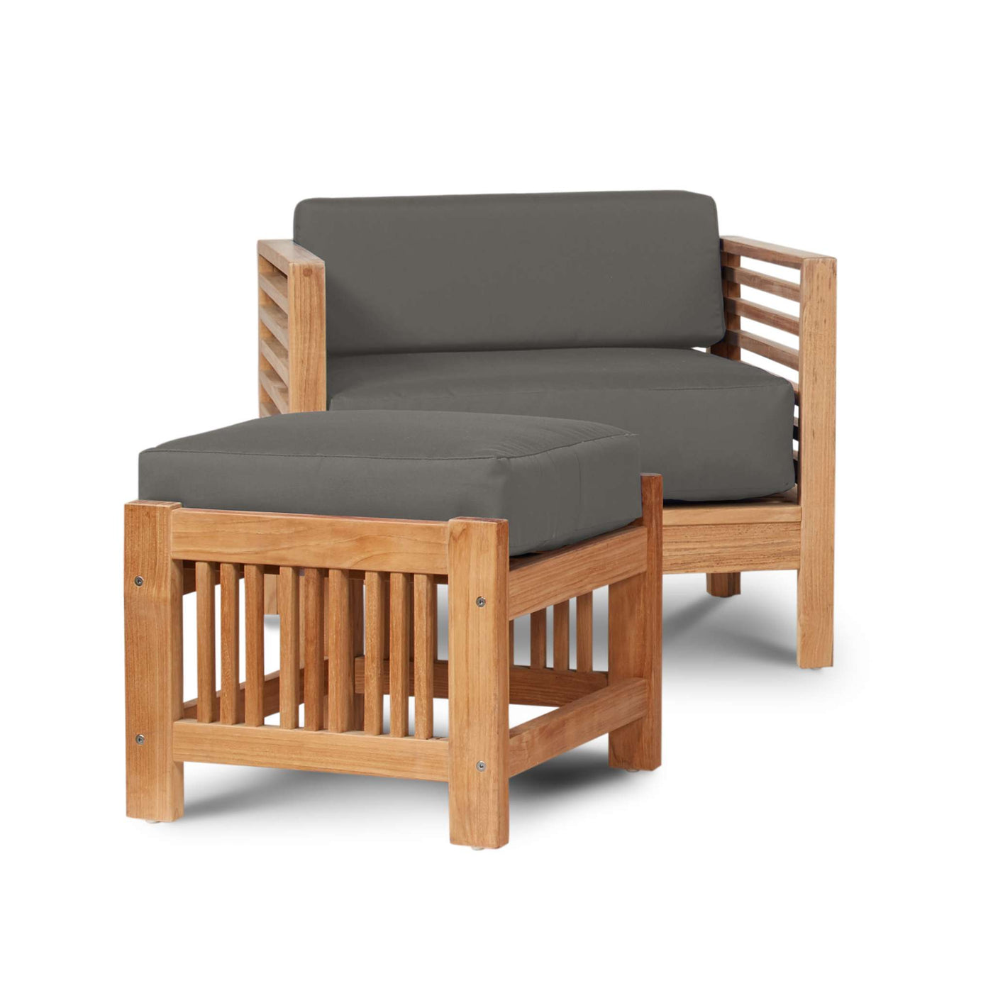 Summer Teak Outdoor Ottoman with Sunbrella® Canvas Cushion