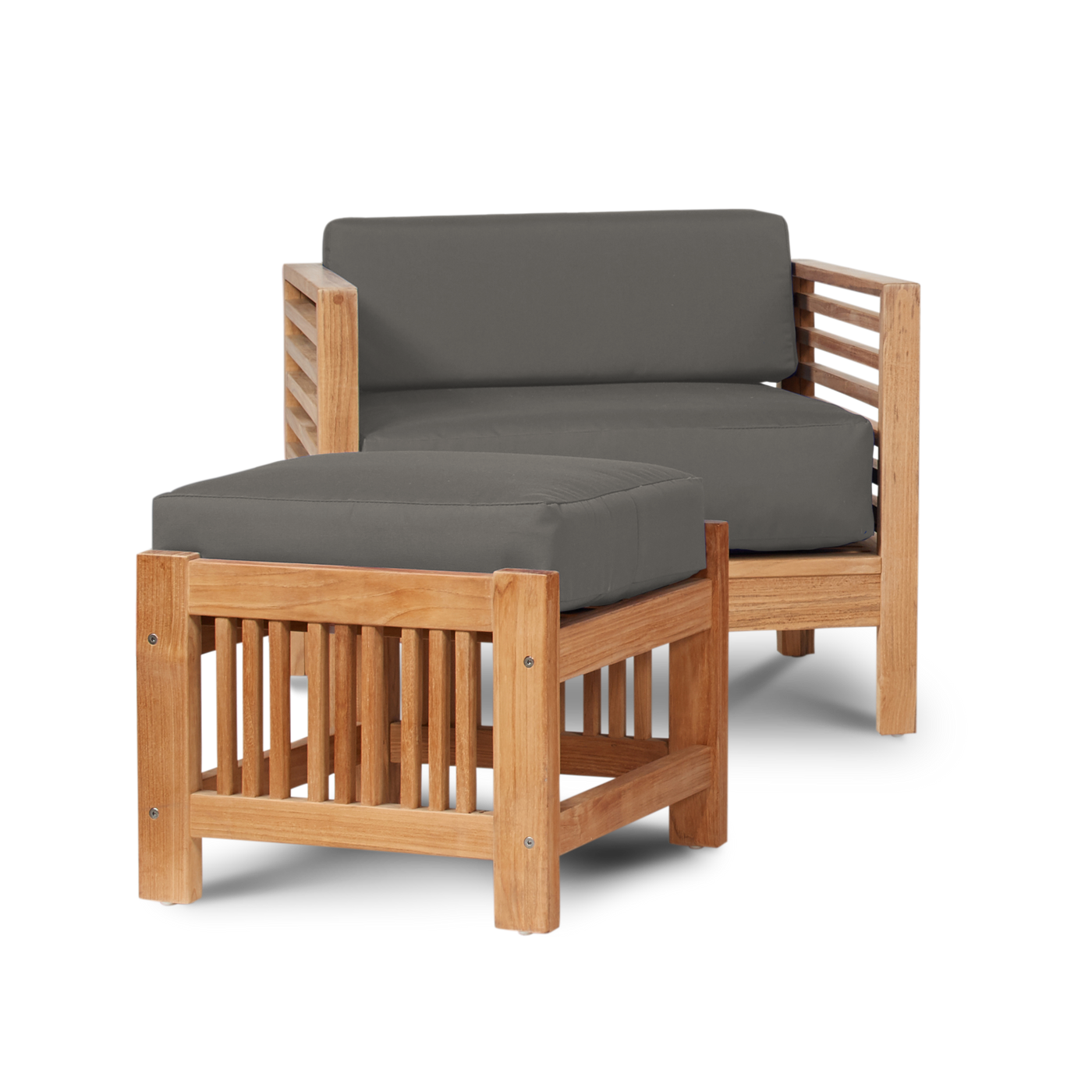 Summer Teak Outdoor Ottoman with Sunbrella® Canvas Cushion