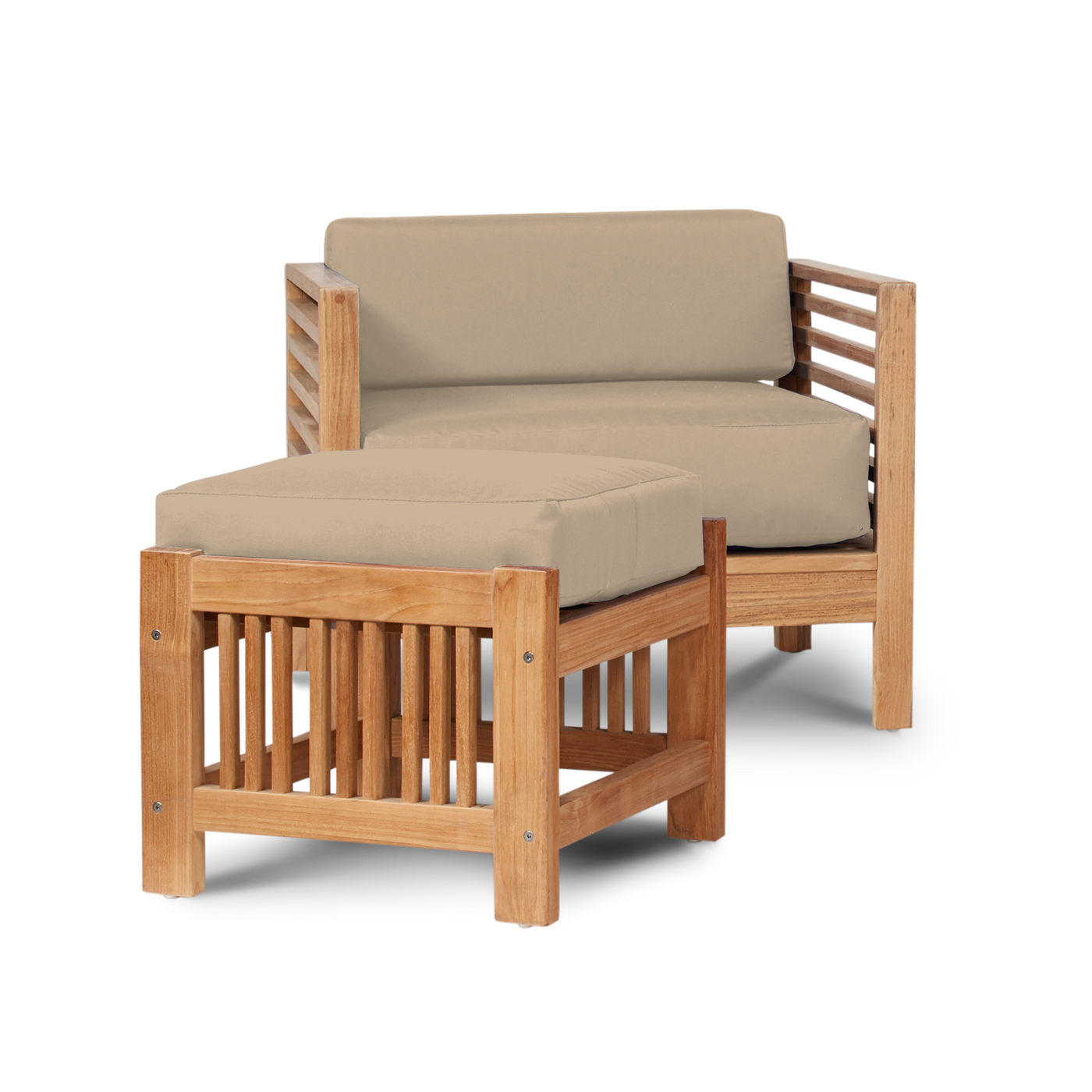 Summer Teak Outdoor Ottoman with Sunbrella® Canvas Cushion
