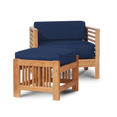 Summer Teak Outdoor Ottoman with Sunbrella® Canvas Cushion