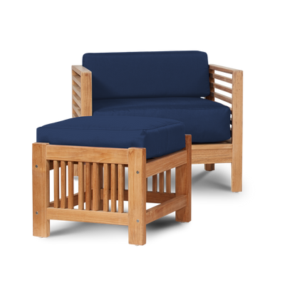 Summer Teak Outdoor Ottoman with Sunbrella® Canvas Cushion