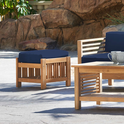 Summer Teak Outdoor Ottoman with Sunbrella® Canvas Cushion