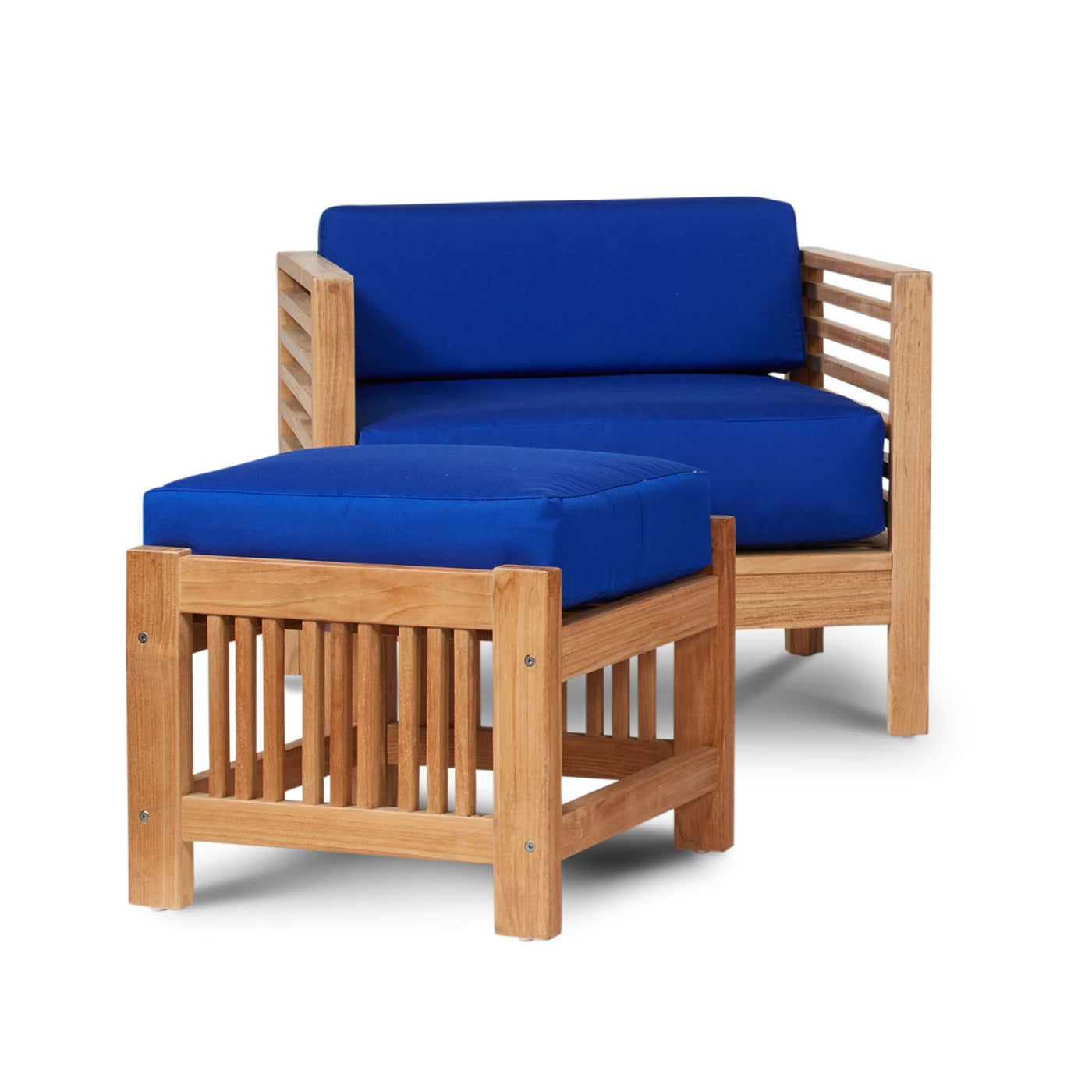 Summer Teak Outdoor Ottoman with Sunbrella® Canvas Cushion