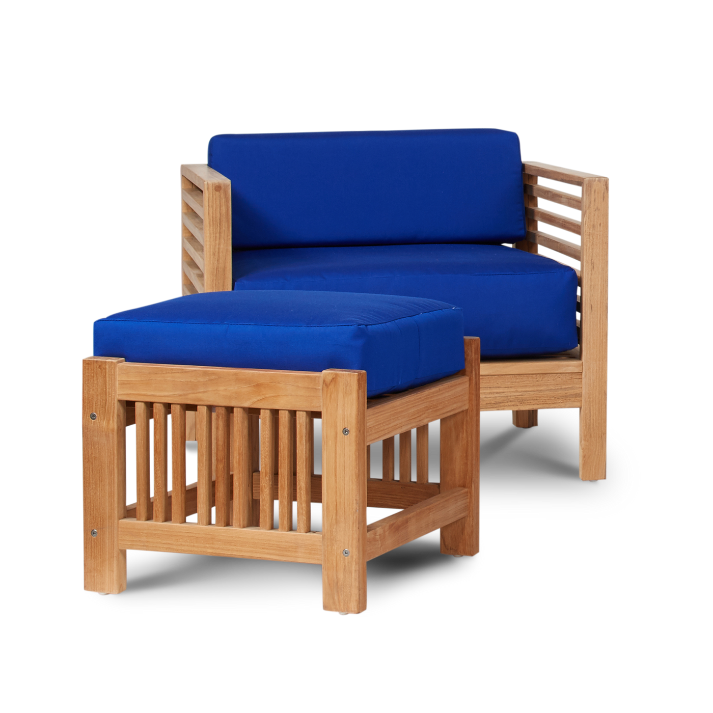 Summer Teak Outdoor Ottoman with Sunbrella® Canvas Cushion