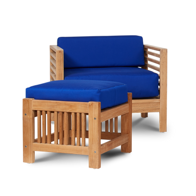 Summer Teak Outdoor Ottoman with Sunbrella® Canvas Cushion
