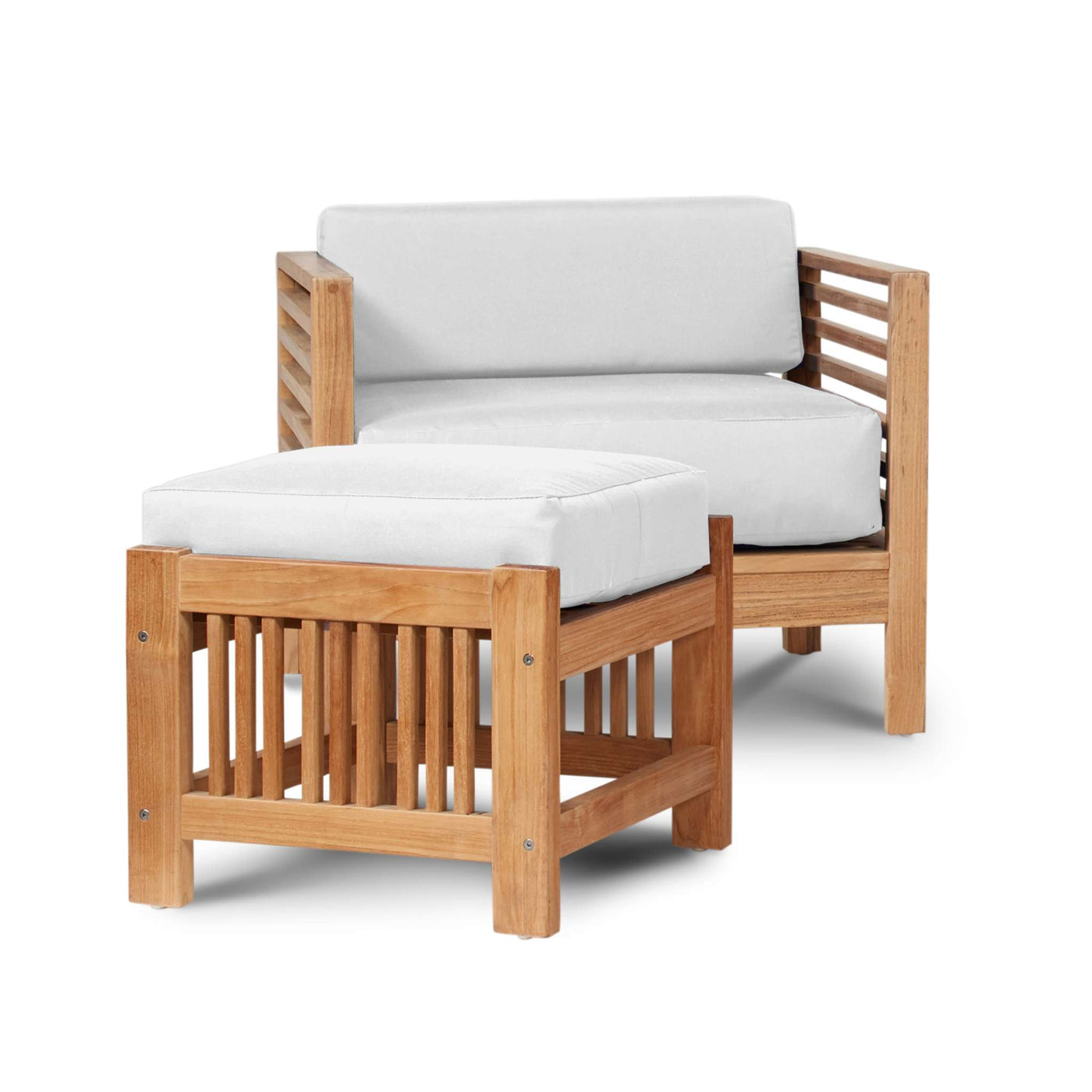 Summer Teak Outdoor Ottoman with Sunbrella® Canvas Cushion
