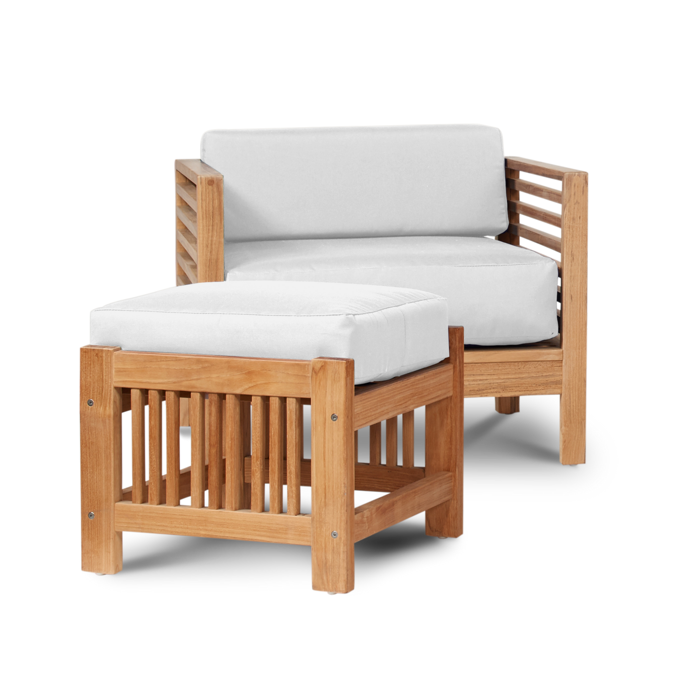 Summer Teak Outdoor Ottoman with Sunbrella® Canvas Cushion
