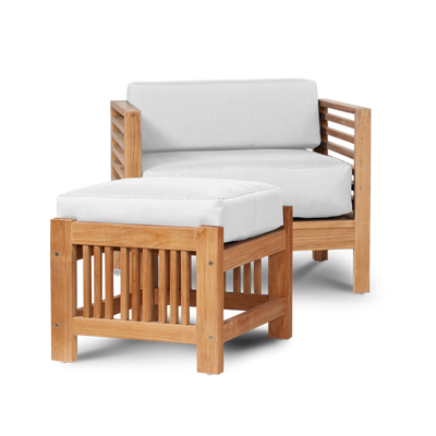 Summer Teak Outdoor Ottoman with Sunbrella® Canvas Cushion