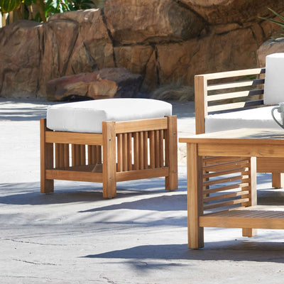 Summer Teak Outdoor Ottoman with Sunbrella® Canvas Cushion