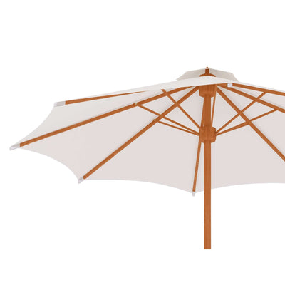 Market 118-inch Diameter Teak Outdoor Umbrella in White