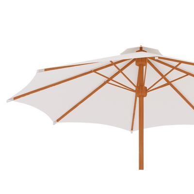 Market 118-inch Diameter Teak Outdoor Umbrella in White