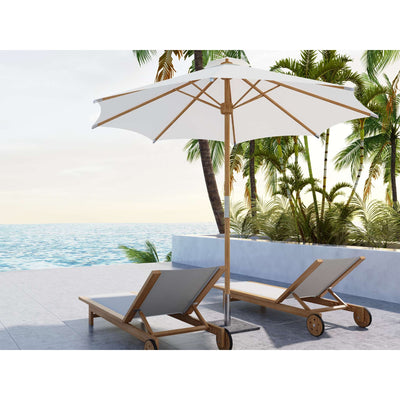 Market 118-inch Diameter Teak Outdoor Umbrella in White