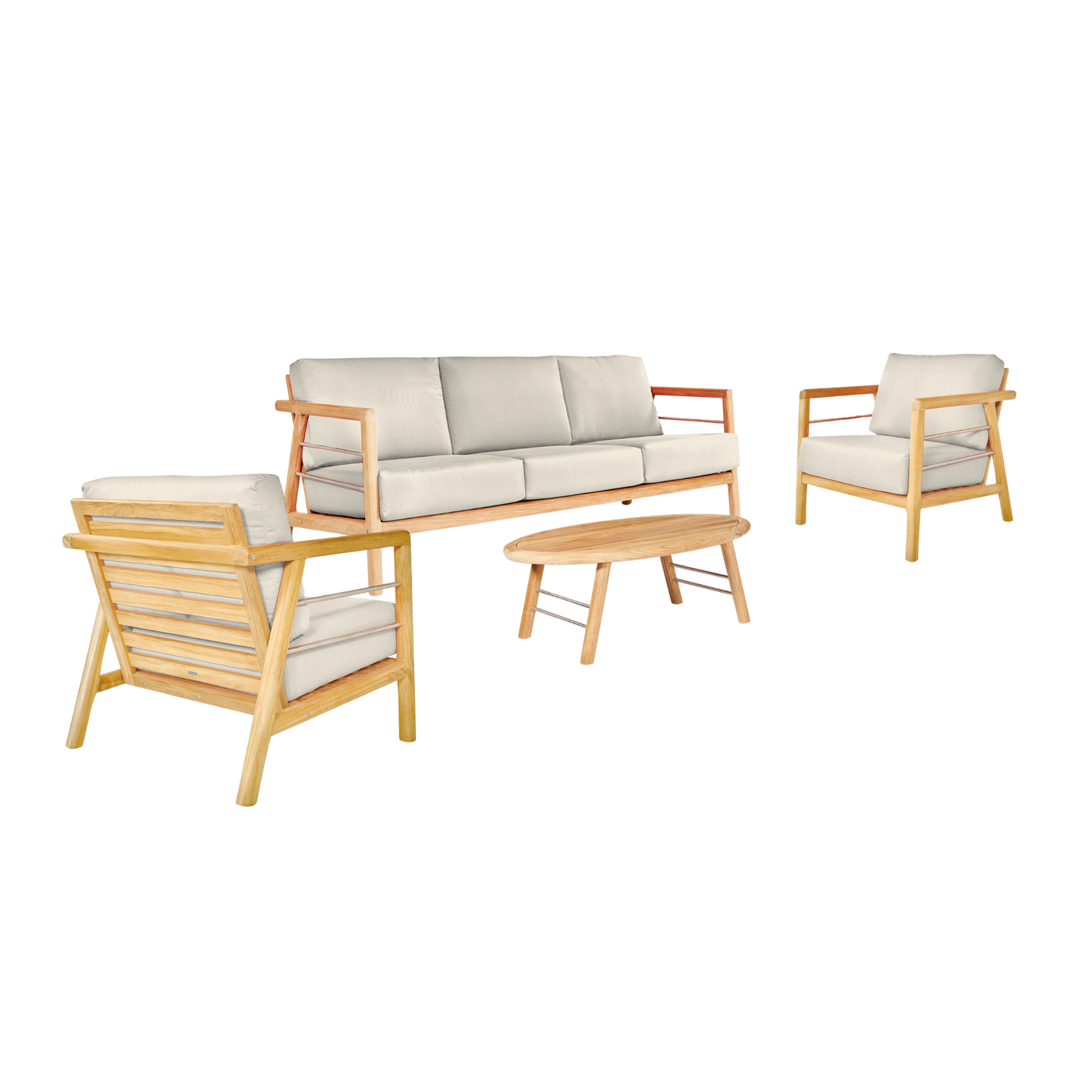 Aalto 4-Piece Teak Outdoor Patio Deep Seating Set with Sunbrella® Canvas Cushion