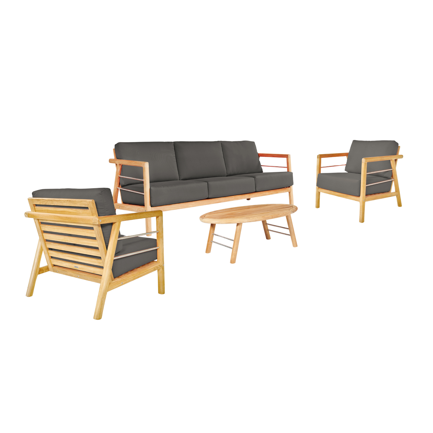 Aalto 4-Piece Teak Outdoor Patio Deep Seating Set with Sunbrella® Canvas Cushion