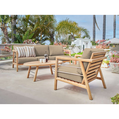 Aalto 4-Piece Teak Outdoor Patio Deep Seating Set with Sunbrella® Canvas Cushion