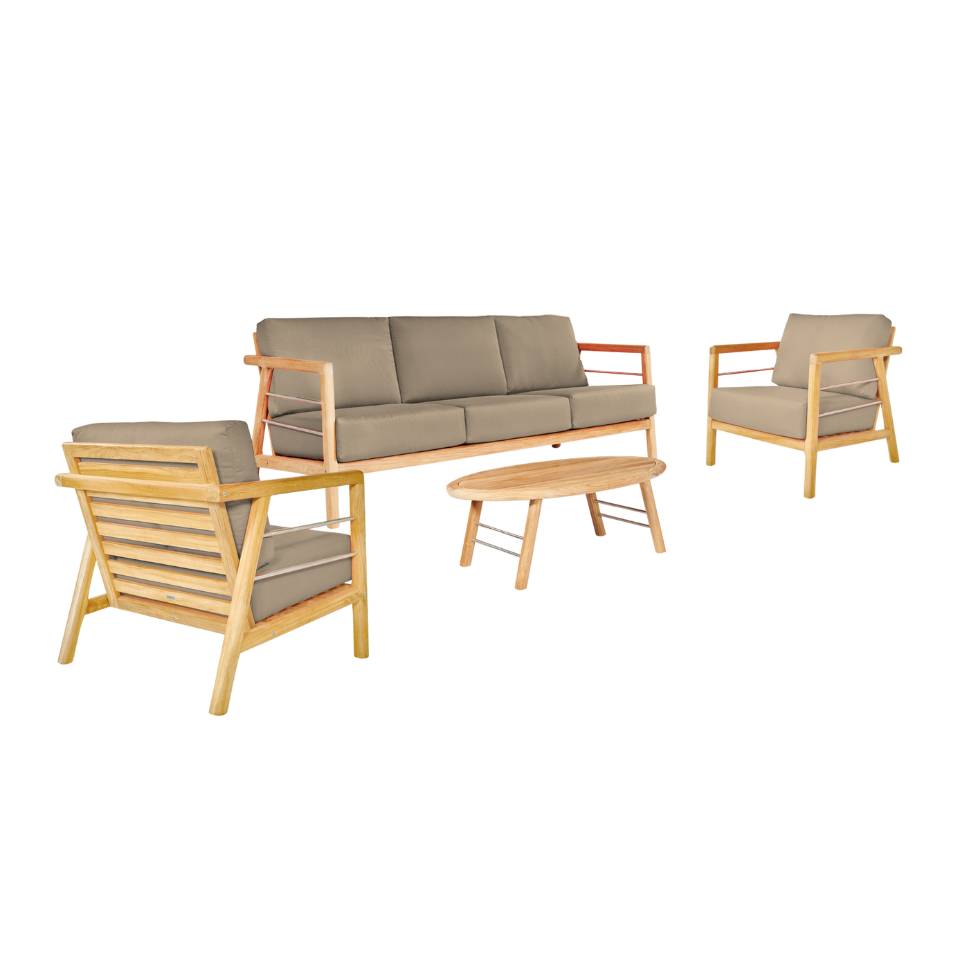 Aalto 4-Piece Teak Outdoor Patio Deep Seating Set with Sunbrella® Canvas Cushion