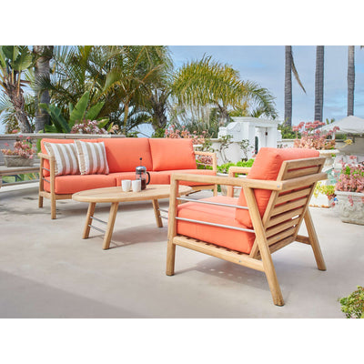 Aalto 4-Piece Teak Outdoor Patio Deep Seating Set with Sunbrella® Canvas Cushion