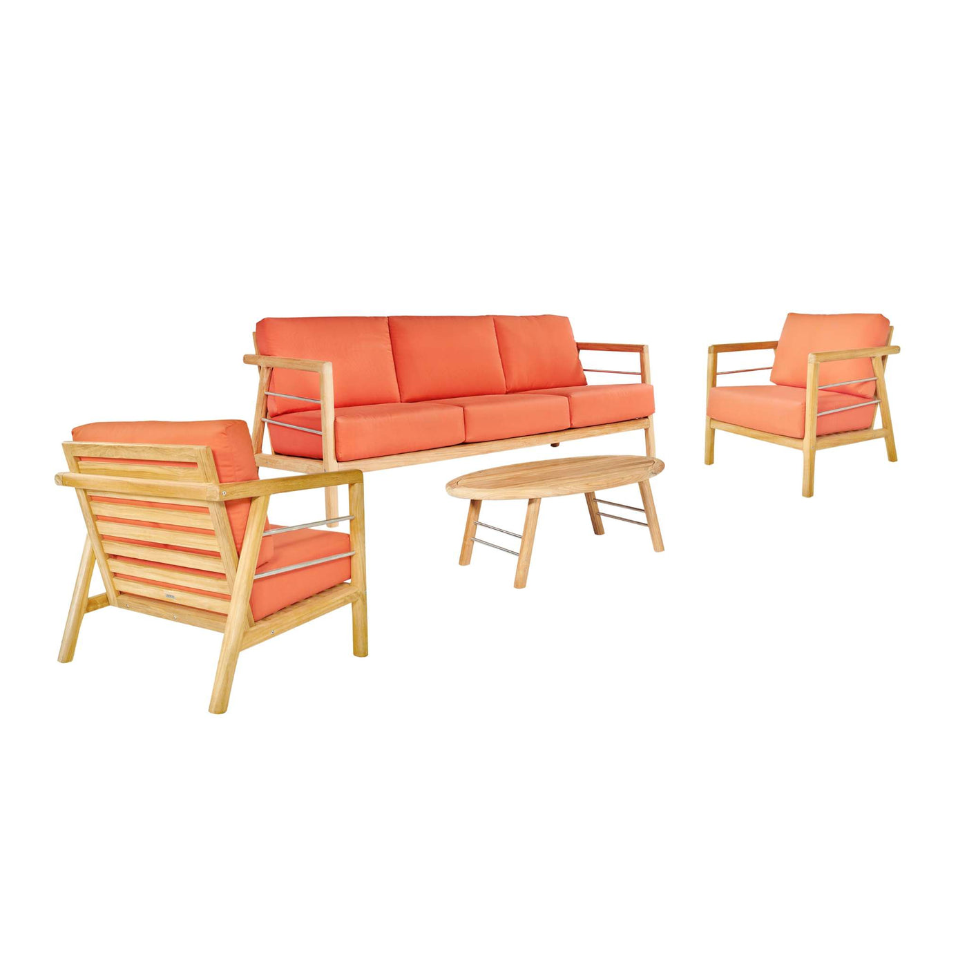 Aalto 4-Piece Teak Outdoor Patio Deep Seating Set with Sunbrella® Canvas Cushion