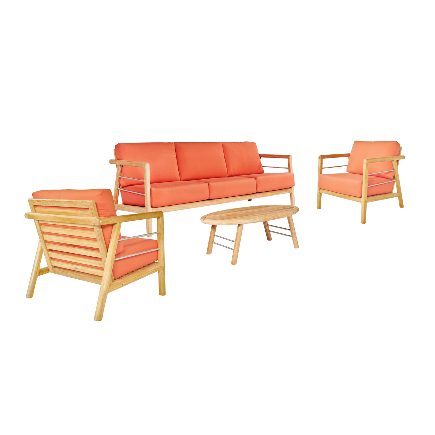 Aalto 4-Piece Teak Outdoor Patio Deep Seating Set with Sunbrella® Canvas Cushion