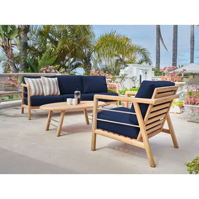 Aalto 4-Piece Teak Outdoor Patio Deep Seating Set with Sunbrella® Canvas Cushion