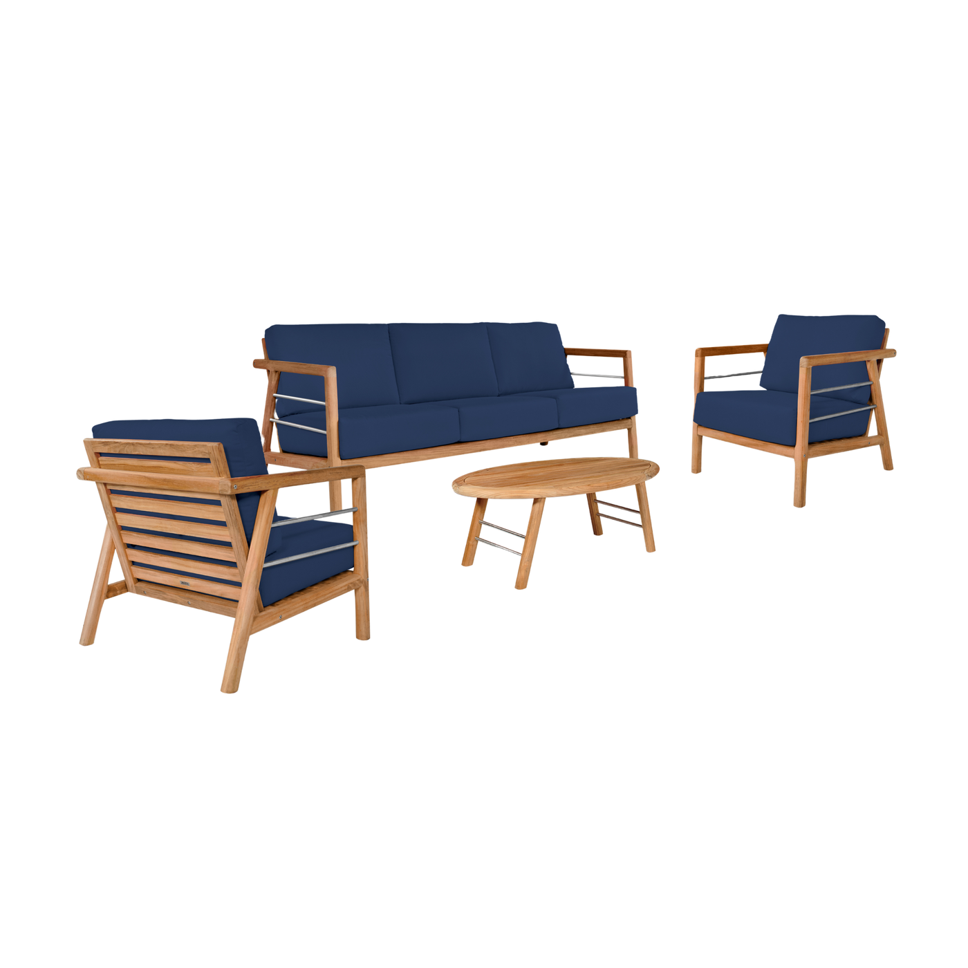 Aalto 4-Piece Teak Outdoor Patio Deep Seating Set with Sunbrella® Canvas Cushion