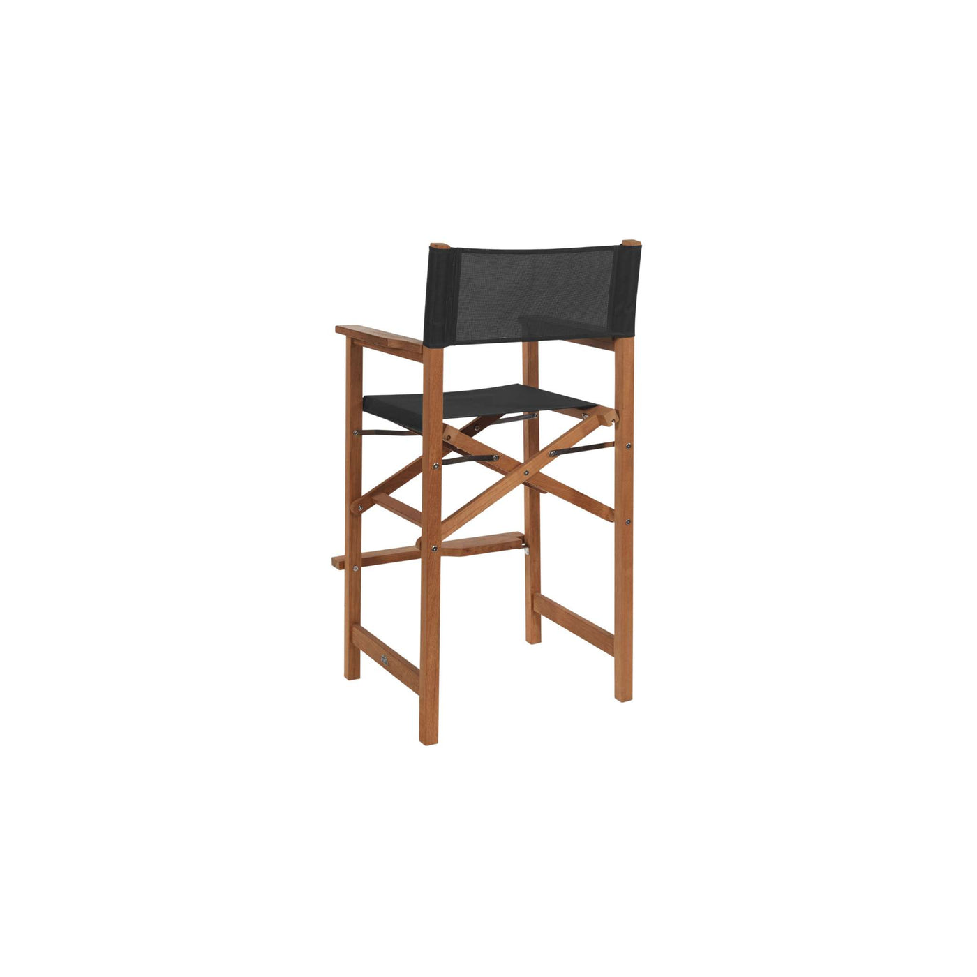 Director 3-Piece Square Teak Outdoor Bar Height Dining Set in Black with Folding Armchairs