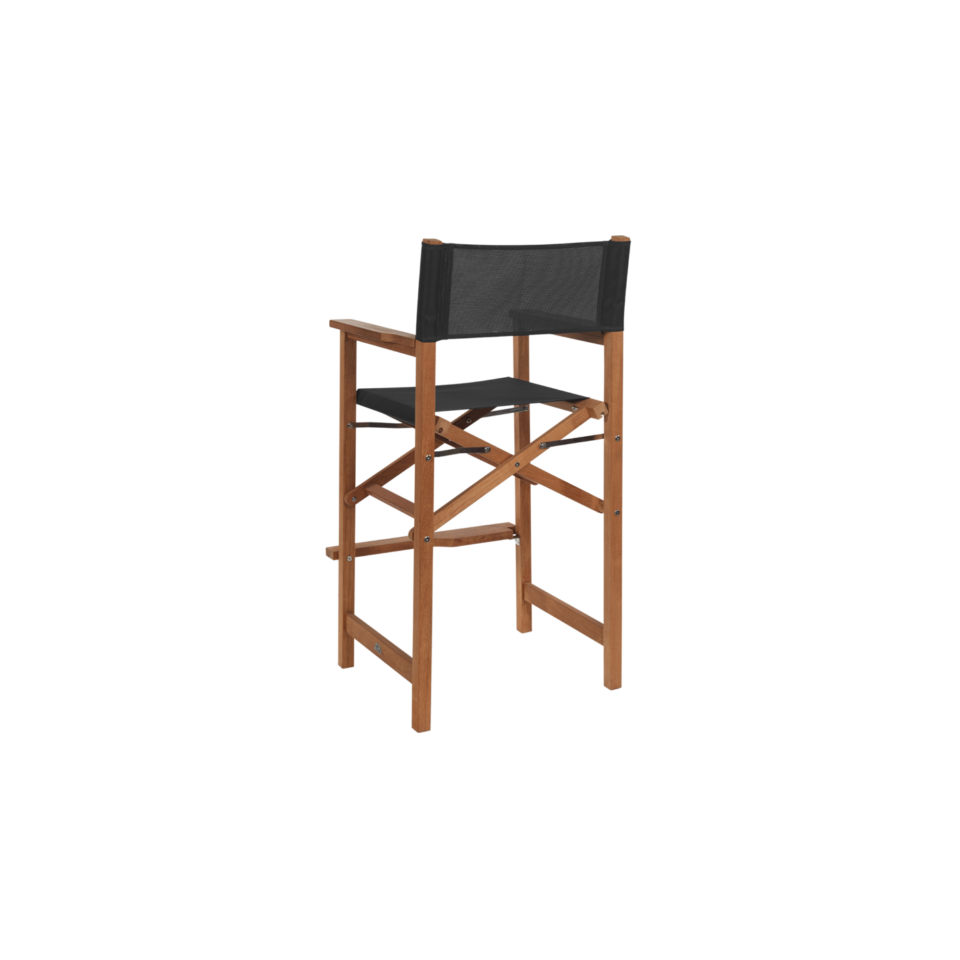 Director 3-Piece Square Teak Outdoor Bar Height Dining Set in Black with Folding Armchairs