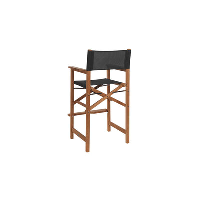 Director 3-Piece Square Teak Outdoor Bar Height Dining Set in Black with Folding Armchairs