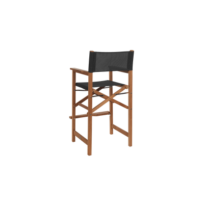 Director 3-Piece Square Teak Outdoor Bar Height Dining Set in Black with Folding Armchairs