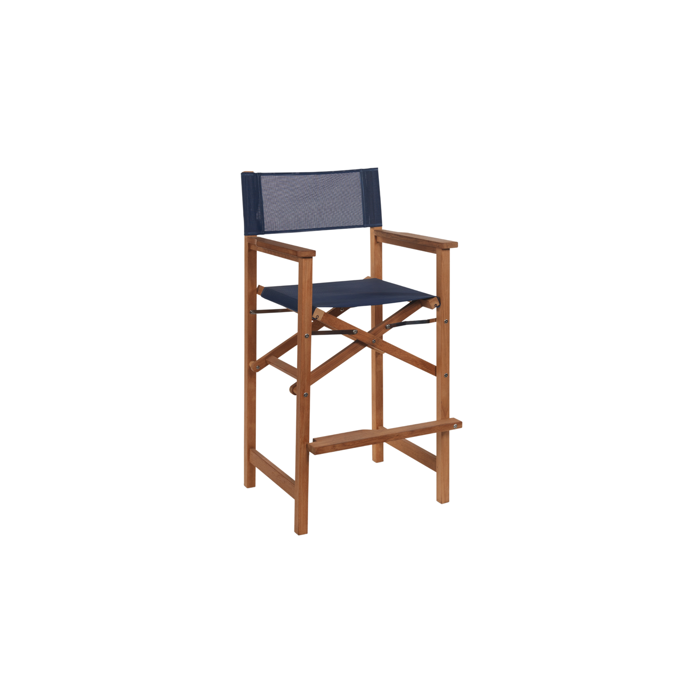 Director 3-Piece Square Teak Outdoor Bar Height Dining Set in Black with Folding Armchairs