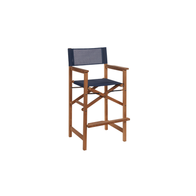 Director 3-Piece Square Teak Outdoor Bar Height Dining Set in Black with Folding Armchairs