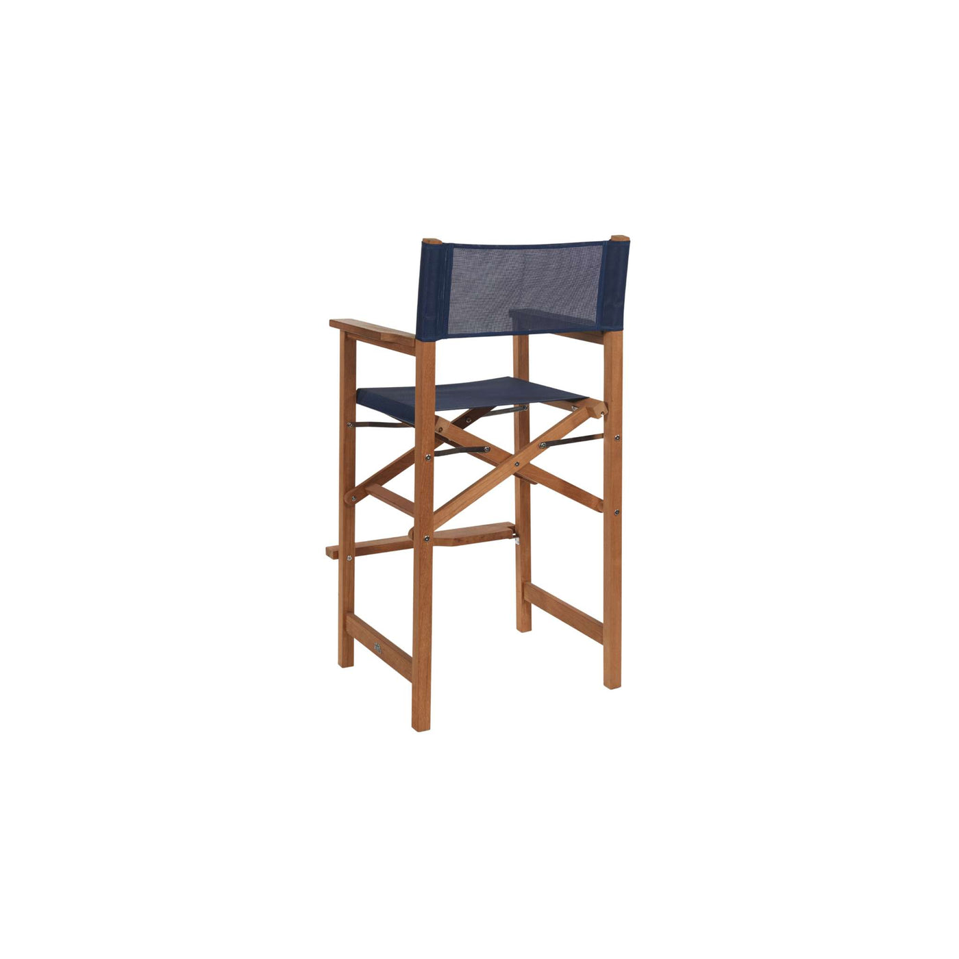 Director 3-Piece Square Teak Outdoor Bar Height Dining Set in Black with Folding Armchairs