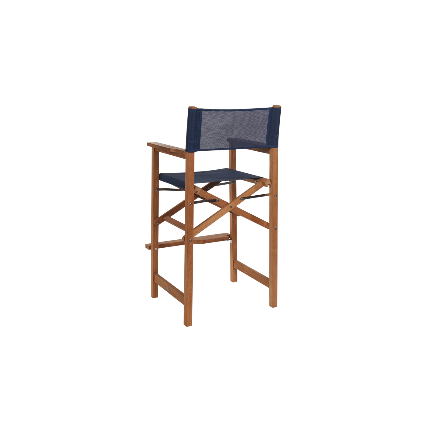 Director 3-Piece Square Teak Outdoor Bar Height Dining Set in Black with Folding Armchairs