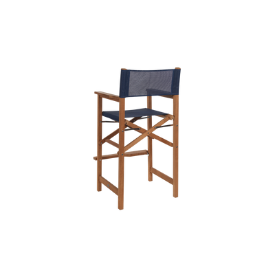 Director 3-Piece Square Teak Outdoor Bar Height Dining Set in Black with Folding Armchairs