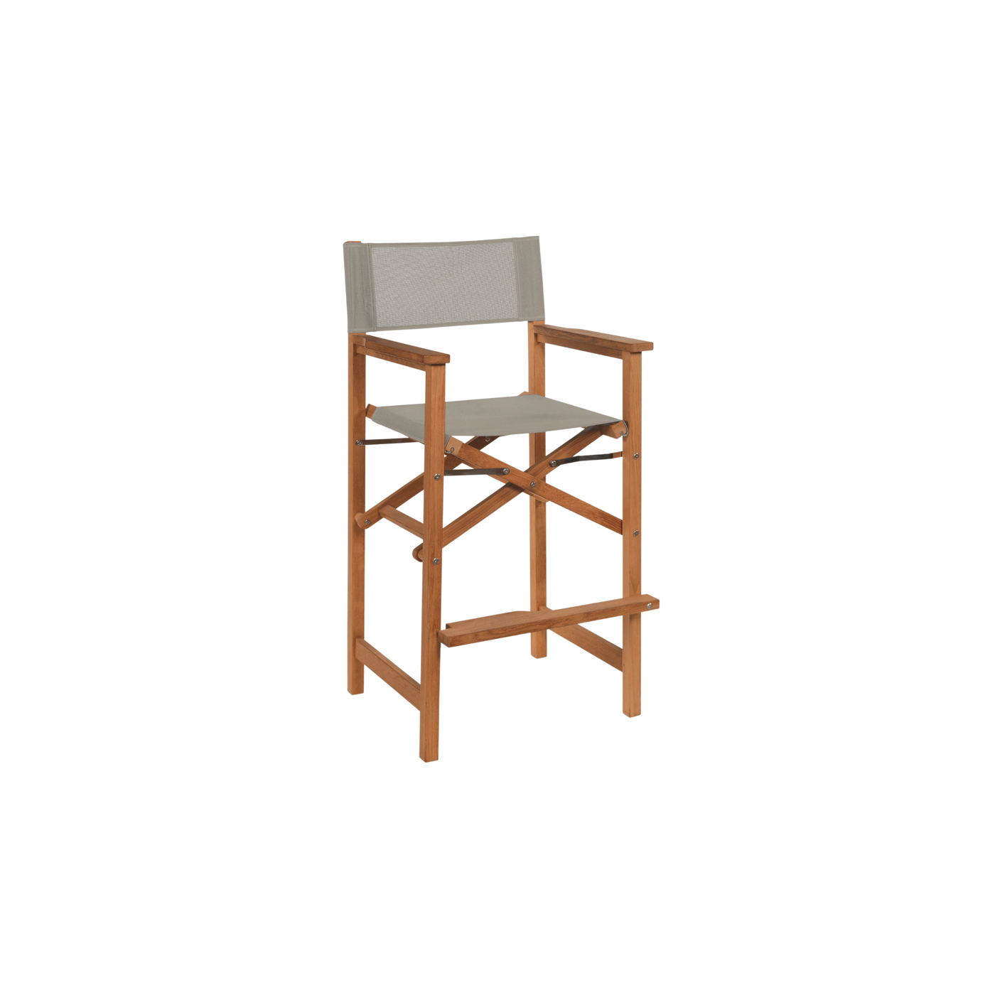 Director 3-Piece Square Teak Outdoor Bar Height Dining Set in Black with Folding Armchairs