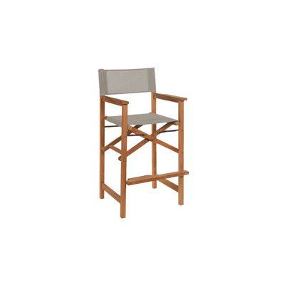 Director 3-Piece Square Teak Outdoor Bar Height Dining Set in Black with Folding Armchairs
