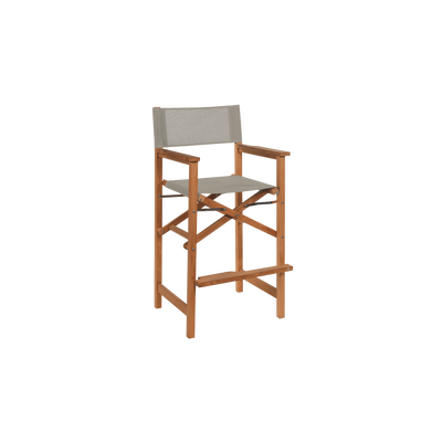Director 3-Piece Square Teak Outdoor Bar Height Dining Set in Black with Folding Armchairs