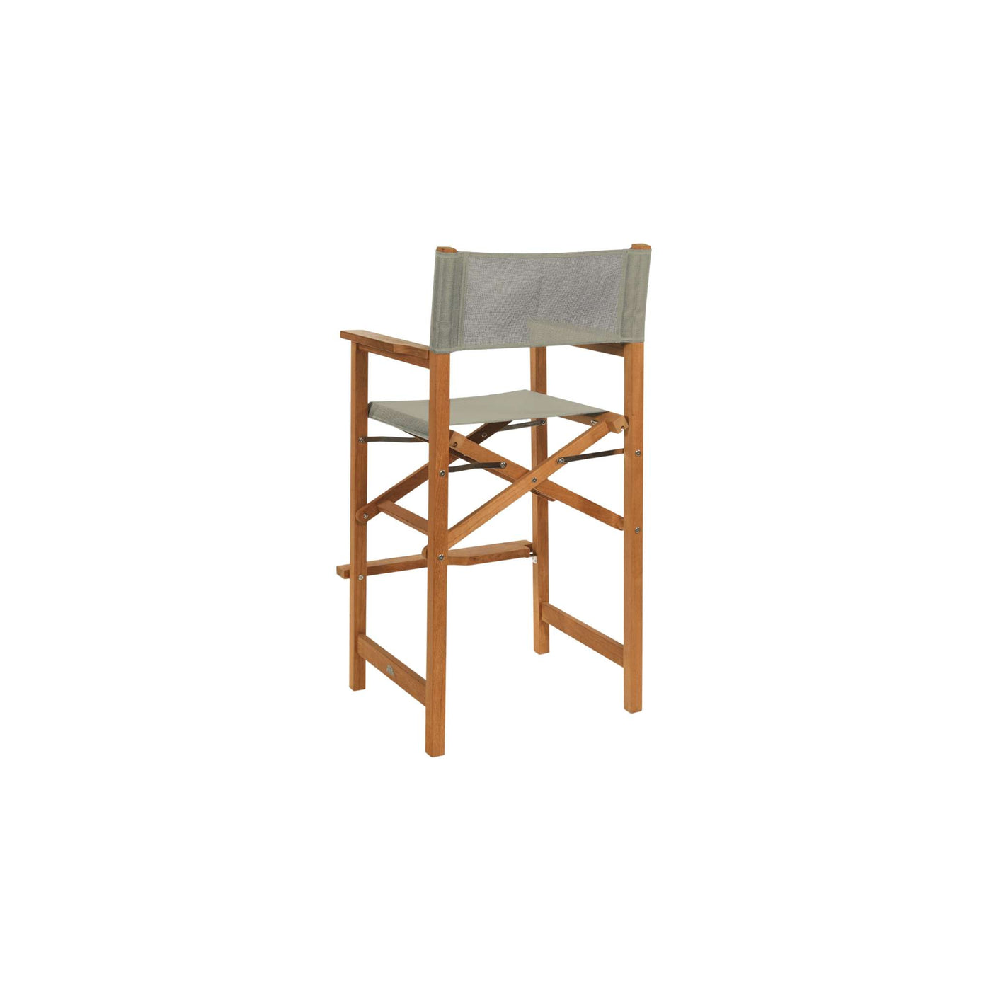 Director 3-Piece Square Teak Outdoor Bar Height Dining Set in Black with Folding Armchairs