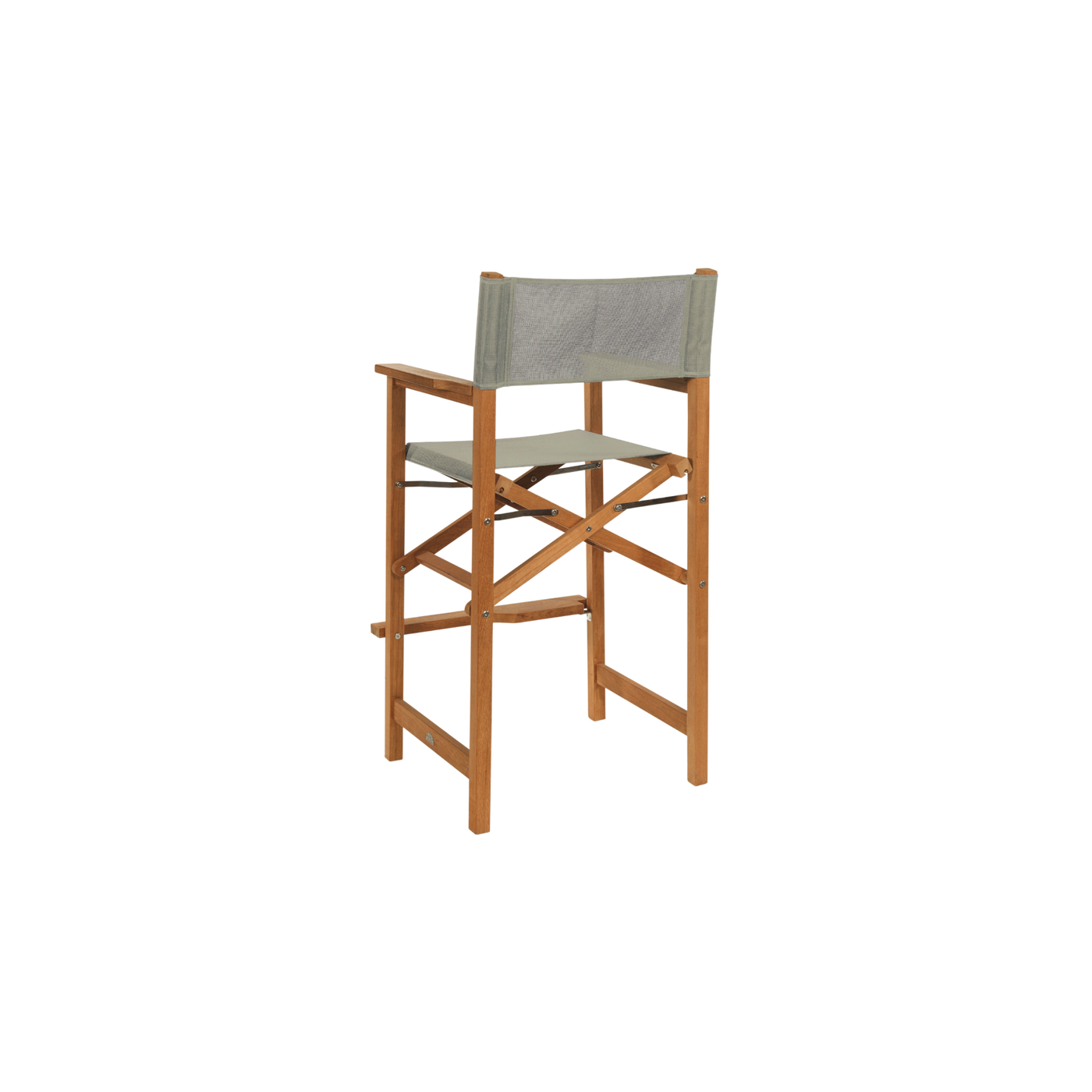 Director 3-Piece Square Teak Outdoor Bar Height Dining Set in Black with Folding Armchairs