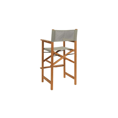 Director 3-Piece Square Teak Outdoor Bar Height Dining Set in Black with Folding Armchairs