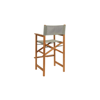 Director 3-Piece Square Teak Outdoor Bar Height Dining Set in Black with Folding Armchairs