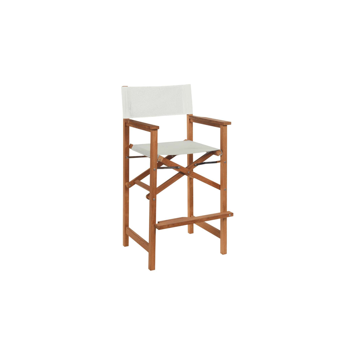 Director 3-Piece Square Teak Outdoor Bar Height Dining Set in Black with Folding Armchairs
